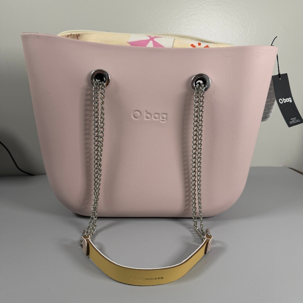 O bag Mini Powder Pink Shoulder Bag Summer Games Insert Chain Handles Italy - Picture 2 of 8